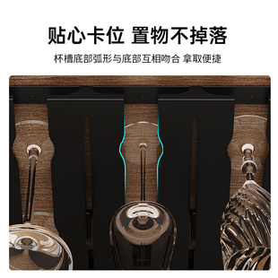 枪灰不锈钢红酒杯架倒挂高u脚杯收纳置物架子家用轻奢摆件悬挂酒