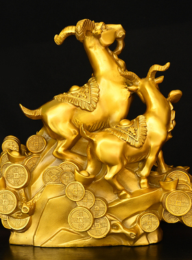 铜三羊开泰摆件全铜领头羊家居客厅办G公室装饰品生肖羊铜羊工艺