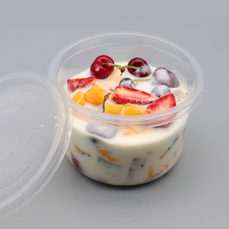水果捞打包盒子圆形带盖冰粉专用碗甜品芋圆烧仙草西X米露商用包