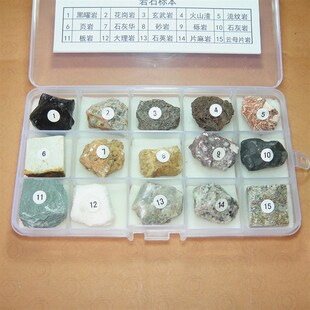 推荐15种常见三大类岩石标本四年级G套装沉积岩变质岩火成岩浆岩