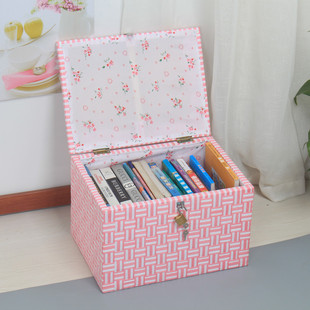 带锁收纳箱能上锁的o小箱子加锁收纳箱学生密码锁收纳盒证件箱子