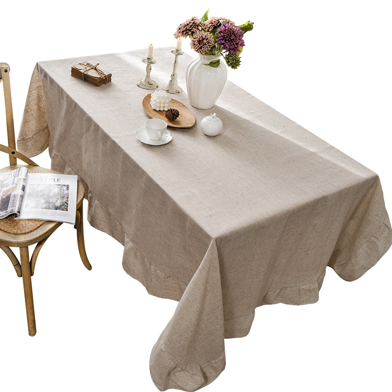 法式浪漫荷叶边棉麻布艺茶几盖巾文E艺复古桌布餐桌台布家用长桌,居家布艺,桌布,淘宝优惠券,粉丝福利购,淘宝优惠卷