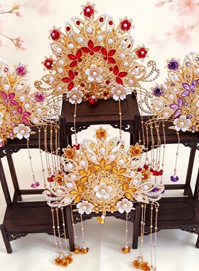 仙家凤冠头冠合金神像凤冠黑妈妈泰山奶奶九尾狐仙家道家佛像饰品