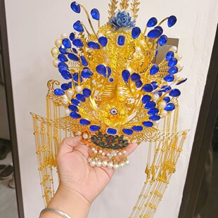 泰山仙家黑老太太凤冠头饰王母娘娘妈妈奶奶观音帽子九尾狐九公主