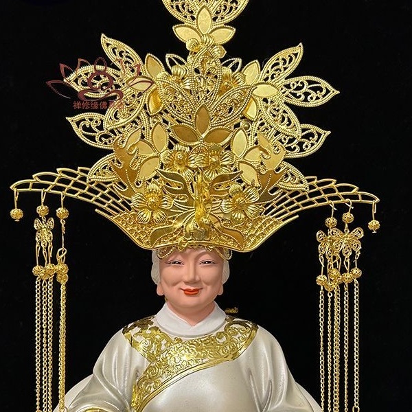 黑妈妈凤冠王母娘娘神像泰山奶奶九尾狐九天帽子头饰观音莲花凤冠