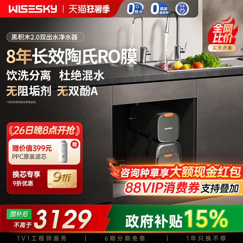 韦思卡尔黑积木2.0净水器双出水净水机反渗透RO分体式直饮家用M2G