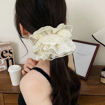 fever四层蕾丝网纱花边大肠发圈新款发绳扎头花高级感头绳发饰女