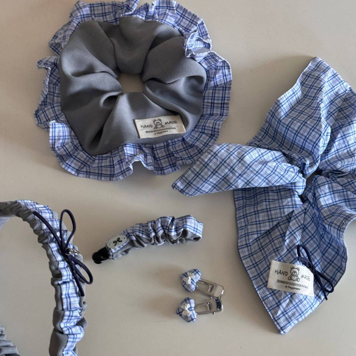 韩系蓝灰拼色格纹贴布大肠圈温柔发圈布艺方形发圈头绳发饰新款,饰品/流行首饰/时尚饰品新,发饰,淘宝优惠券,粉丝福利购,淘宝优惠卷