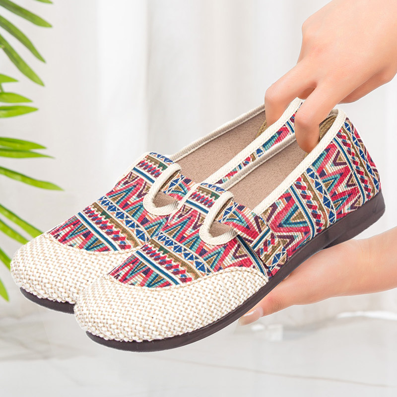 红色格妈妈鞋老北京布鞋女式2025新款养脚民族风一脚蹬奶奶老人鞋,女鞋,传统布鞋,淘宝优惠券,粉丝福利购,淘宝优惠卷