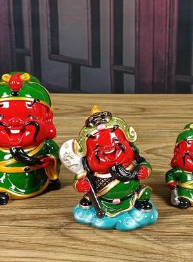 关公神爷摆件小号武财神家用工位办公室桌面车内卡通可爱装饰品