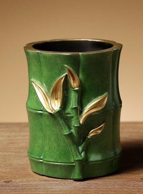 铜一家节节高升覆古笔筒铜摆件高档办公室书房教师送老师领导礼品