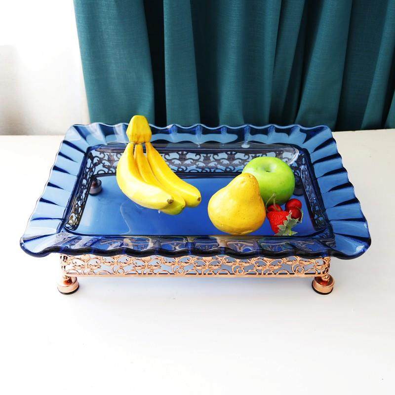 日式玻璃刺身盘海鲜拼盘长方盘平盘商用自助餐具水果盘菜盘点心盘