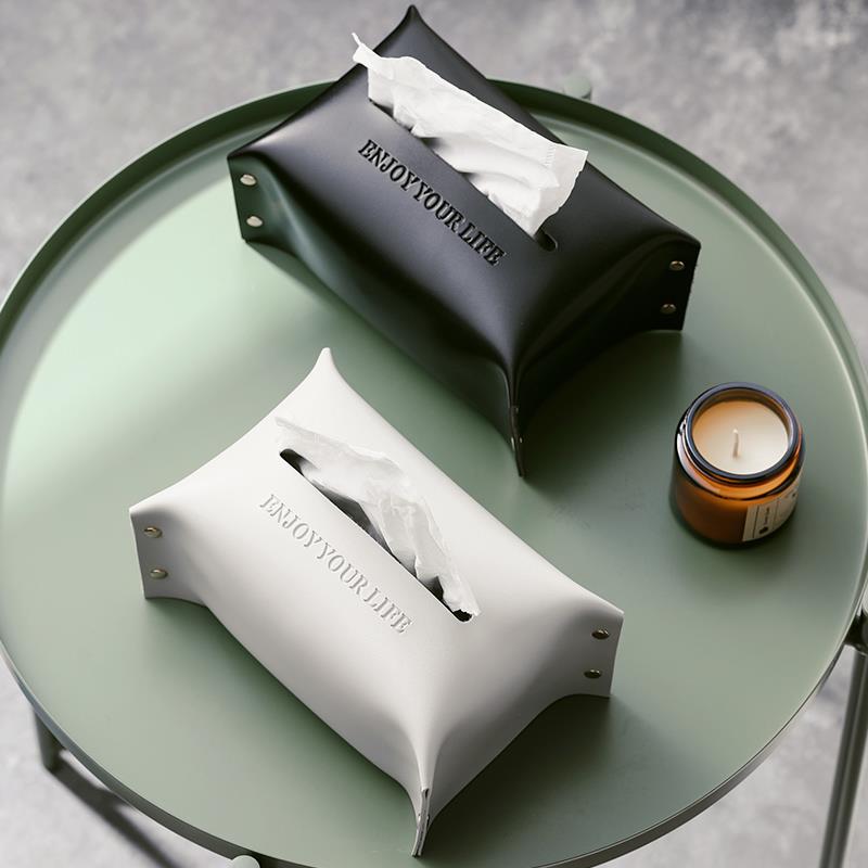 皮革纸巾盒客厅高档轻奢北欧ins风创意设计感面纸盒卫生纸盒办公