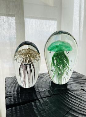 创意生日礼物水晶球琉璃水母摆件男女朋友同学小夜灯家居饰品镇纸