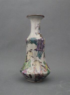 景德镇仿古陶瓷乾隆粉彩婴戏图花瓶家居装饰展柜摆件收藏做旧瓷器