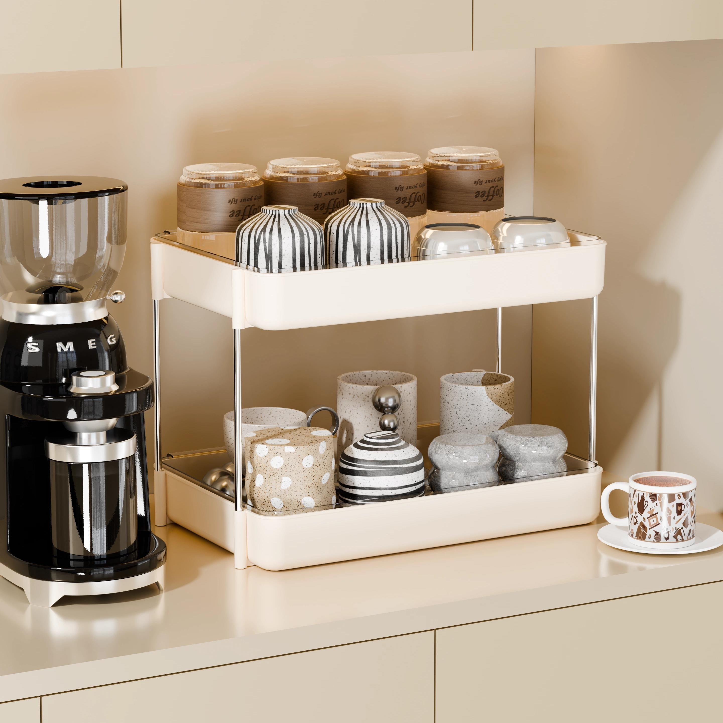 酒杯咖啡杯子收纳层架桌面水杯茶杯置物架咖啡机旁杯子沥水架放置