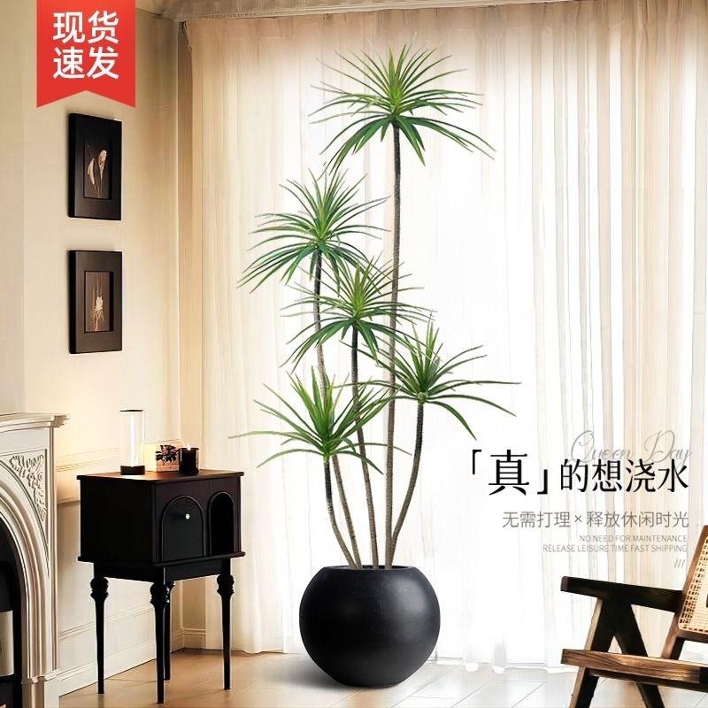 轻奢仿真绿植假植物仿真花千年木室内盆栽龙血树客厅装饰摆件落地