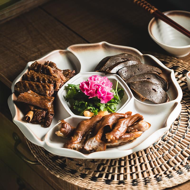 卤水拼盘盘子陶瓷分格盘餐具家用冷盘子卤味凉菜卤菜组合专用餐盘