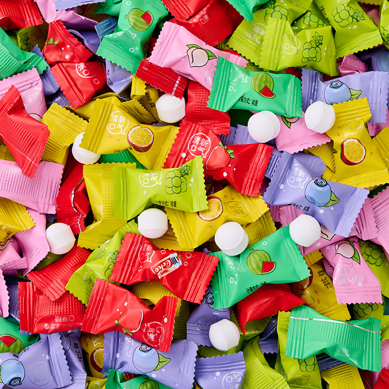 水果味无糖薄荷糖含片清新口气前台招待约会网红糖果零食散装批发