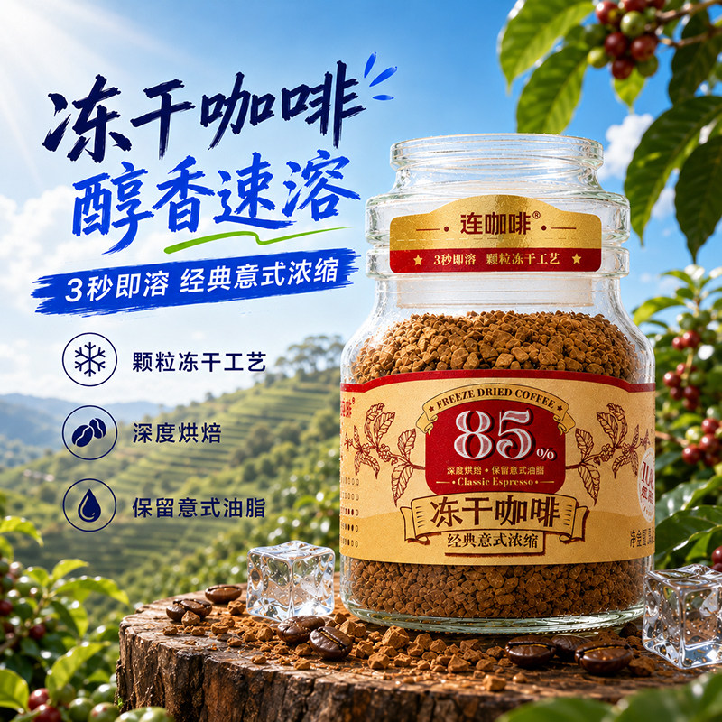 连咖啡冻干咖啡意式浓缩黑咖图片