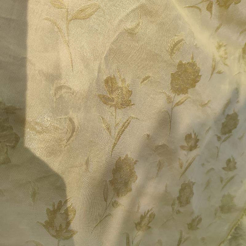 玫瑰尼龙天丝有光提花质感微微厚茶服汉服民族服布料面料柯桥裕越