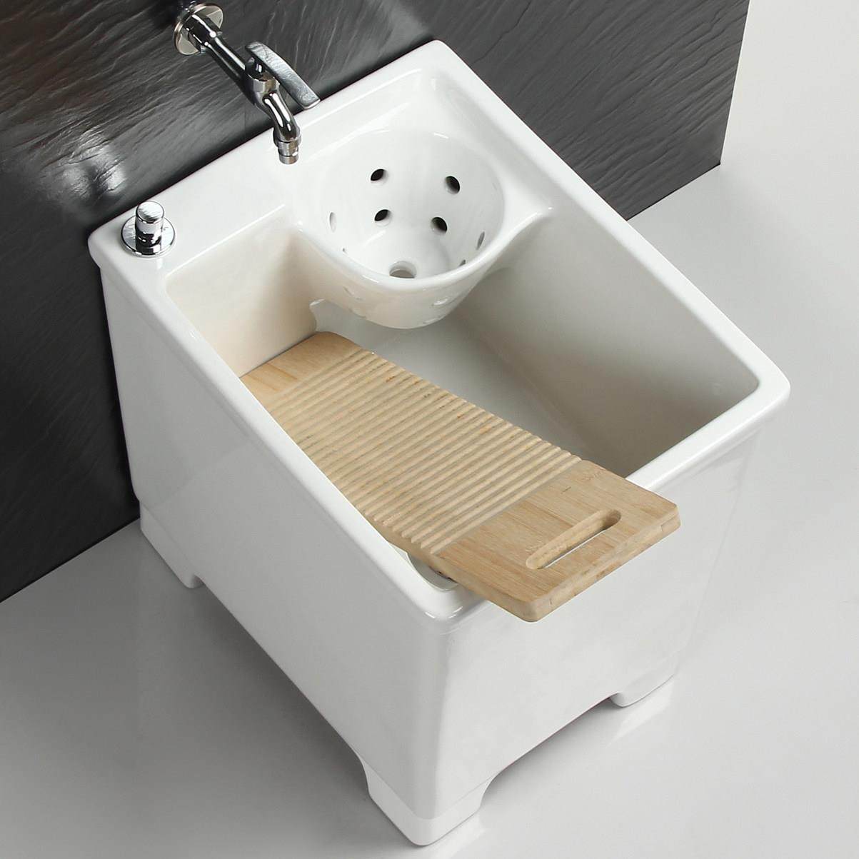 陶瓷拖把池家用拖布桶阳台清洗盆多功能一体自动下水带沥水篮高脚,家装主材,拖把池,淘宝优惠券,粉丝福利购,淘宝优惠卷