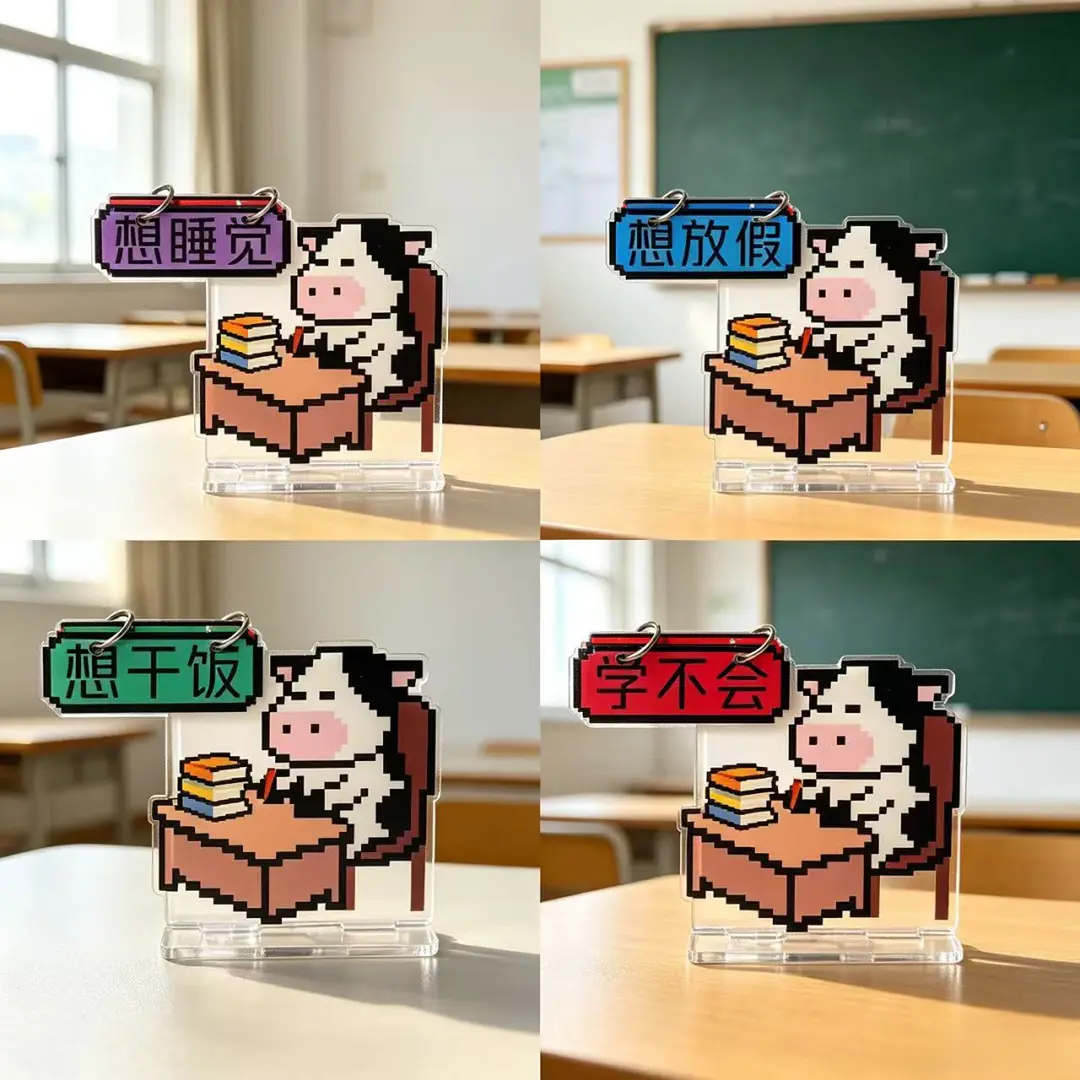 学生版牛马亚克力翻牌打工人摆件