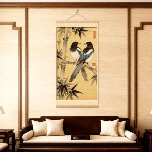 【福竹双喜】背景墙新中式挂画