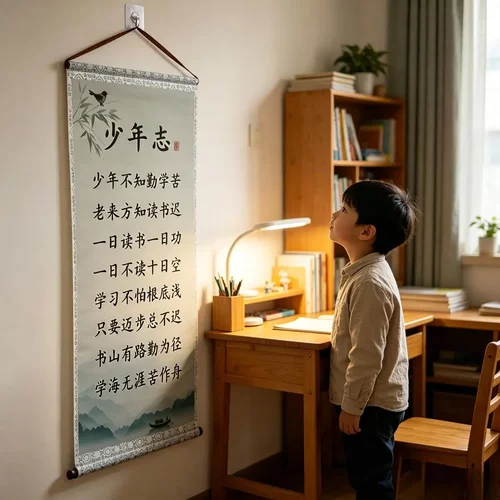 新中式挂画少年不知勤学苦书法画