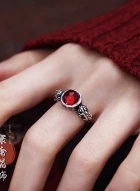寰奢首饰貔貅染红运国风开口戒指