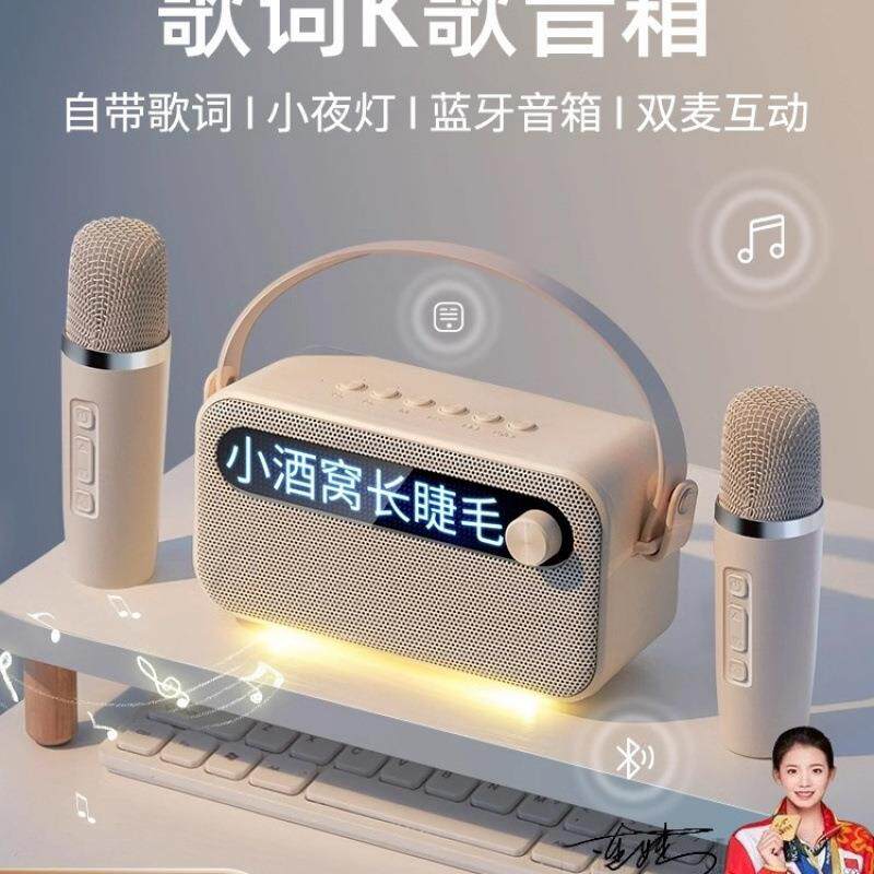 蓝牙音箱家用K歌小型音响话筒带麦克风一体机家庭户外唱歌迷你ktv