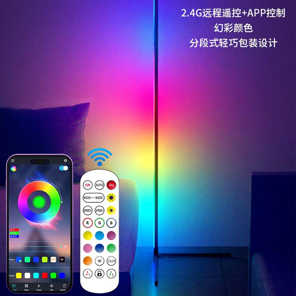 幻彩落地灯2024LED Floor Lamp 1.5米2.4G外置灯带彩灯珠调光