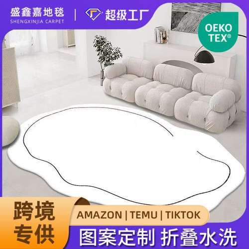 奶油ins风异形客厅地毯仿羊绒茶几卧室不规则书房高级耐脏地垫子