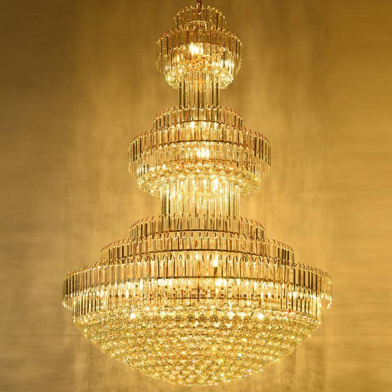 复式楼客厅吊灯楼中楼别墅客厅大吊灯酒店工程水晶灯豪华大厅