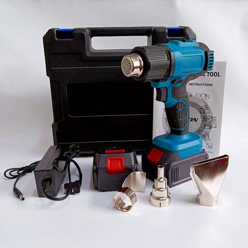 外贸款21V锂电热风枪热风机烘枪贴膜工业烤枪便携式热缩膜烤枪