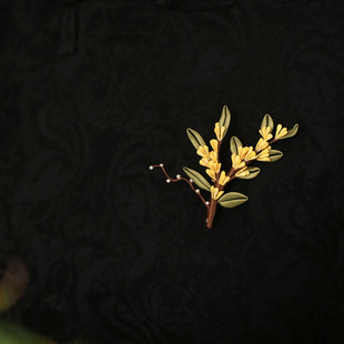 桂花金色胸针艺术感缠花胸花衣服点缀别针卡扣毛衣扣针旗袍配饰品