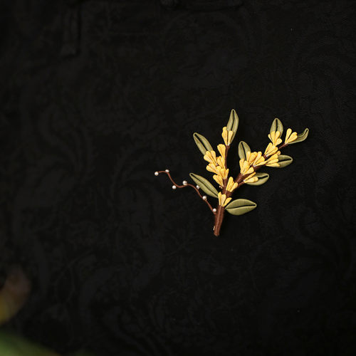 金色桂花胸针古风旗袍缠花配饰品