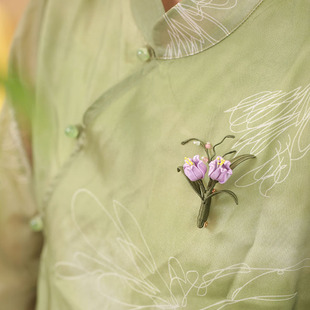 紫色铃兰花朵胸针女款 饰汉服 2025新款 缠花胸花国风别针固定衣服装