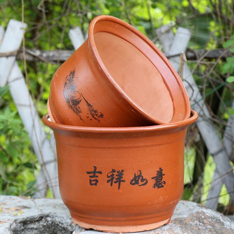 特价陶瓷花盆超大号陶土r粗陶兰花盆栽花栽树紫砂落地花盆透气清