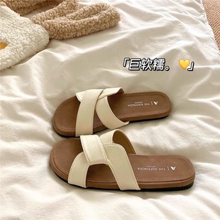 软糯Q弹 好质感小众扭结交叉拖鞋 女软软外穿夏季 ins沙滩凉拖鞋