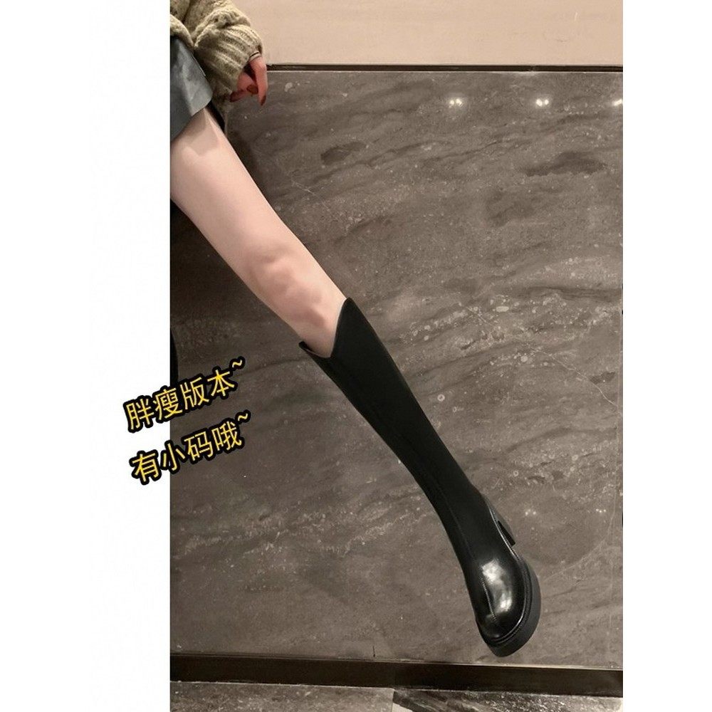 香港V口内增高长筒靴女冬2025新款加绒高跟真皮显瘦大筒围高筒靴,女鞋,时装靴,淘宝优惠券,粉丝福利购,淘宝优惠卷