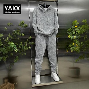 高端休闲运动套装男士秋冬季2025新款加绒连帽卫衣卫裤男款两件套