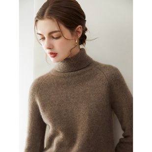 毛衣针织打底衫 女宽松加厚插肩袖 高领100%纯山羊绒衫 2025秋冬新款