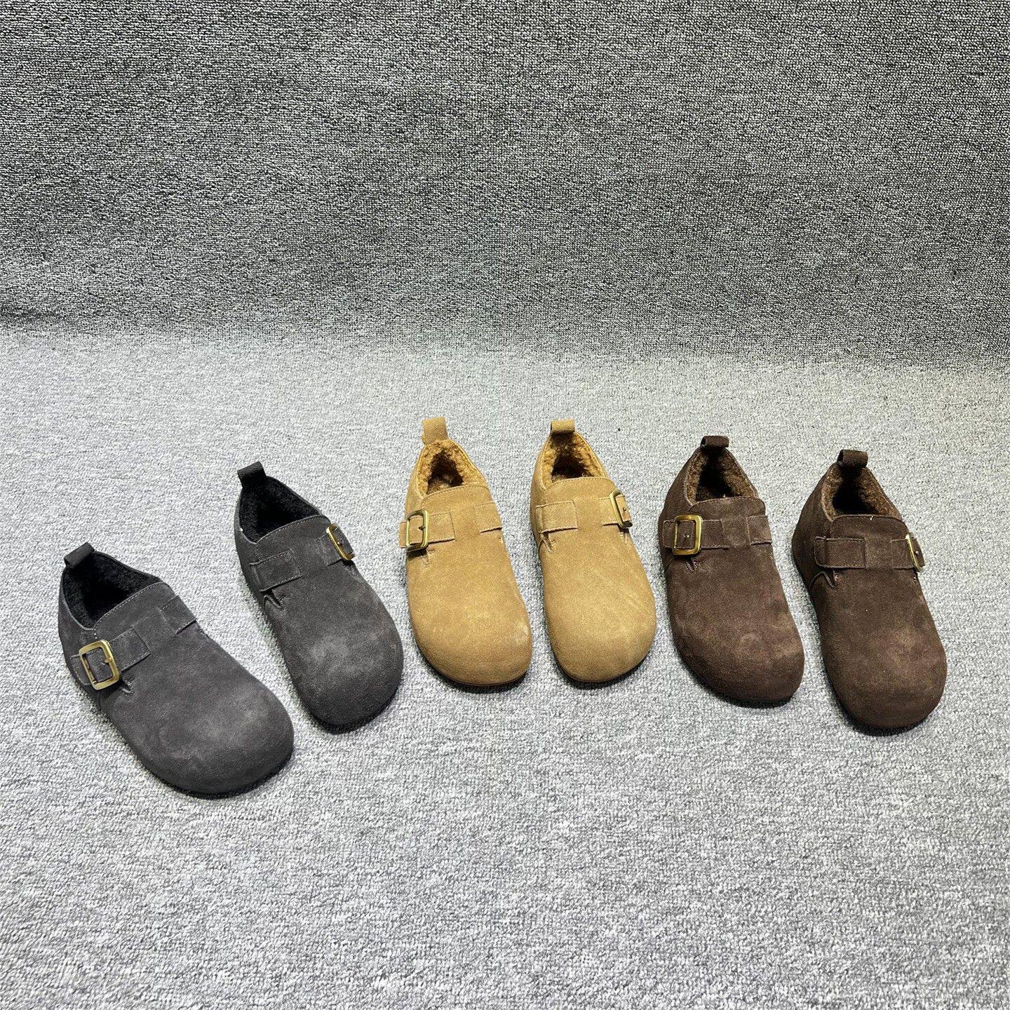 欧洲站女鞋2025秋冬新款欧货真皮厚底增高羊毛加绒保暖勃肯鞋棉鞋