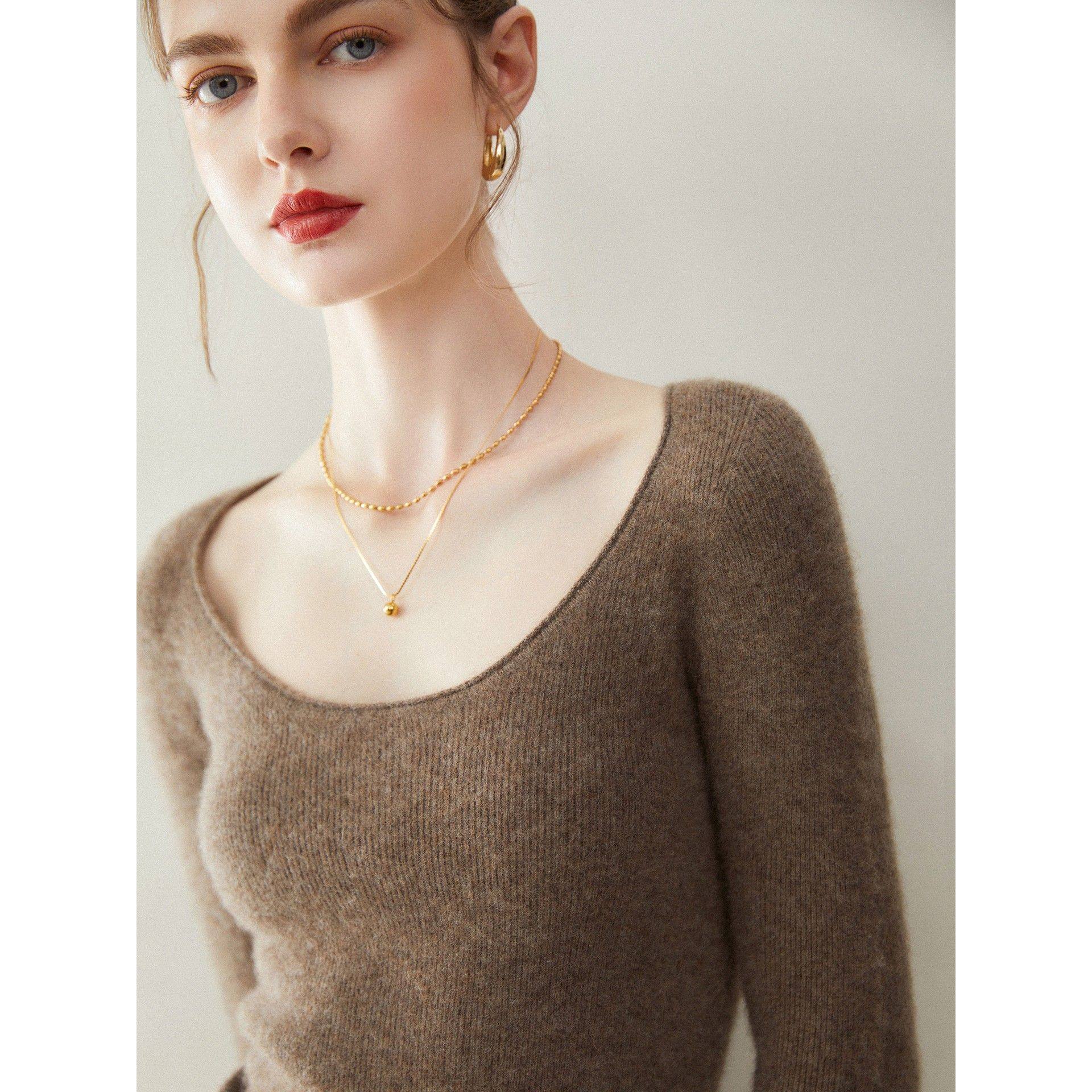 一线成衣~U领100%纯山羊绒衫女低圆领修身毛衣显瘦针织内搭打底衫,女装/女士精品,羊绒衫,淘宝优惠券,粉丝福利购,淘宝优惠卷