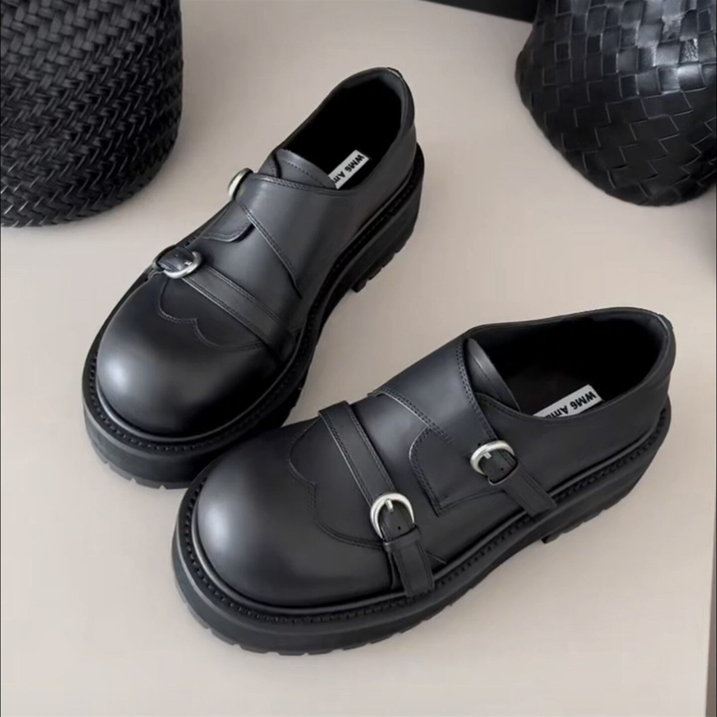 WM6女鞋欧洲站2025秋新款欧货真皮扣带圆头厚底英伦风乐福鞋单鞋,女鞋,乐福鞋（豆豆鞋）,淘宝优惠券,粉丝福利购,淘宝优惠卷