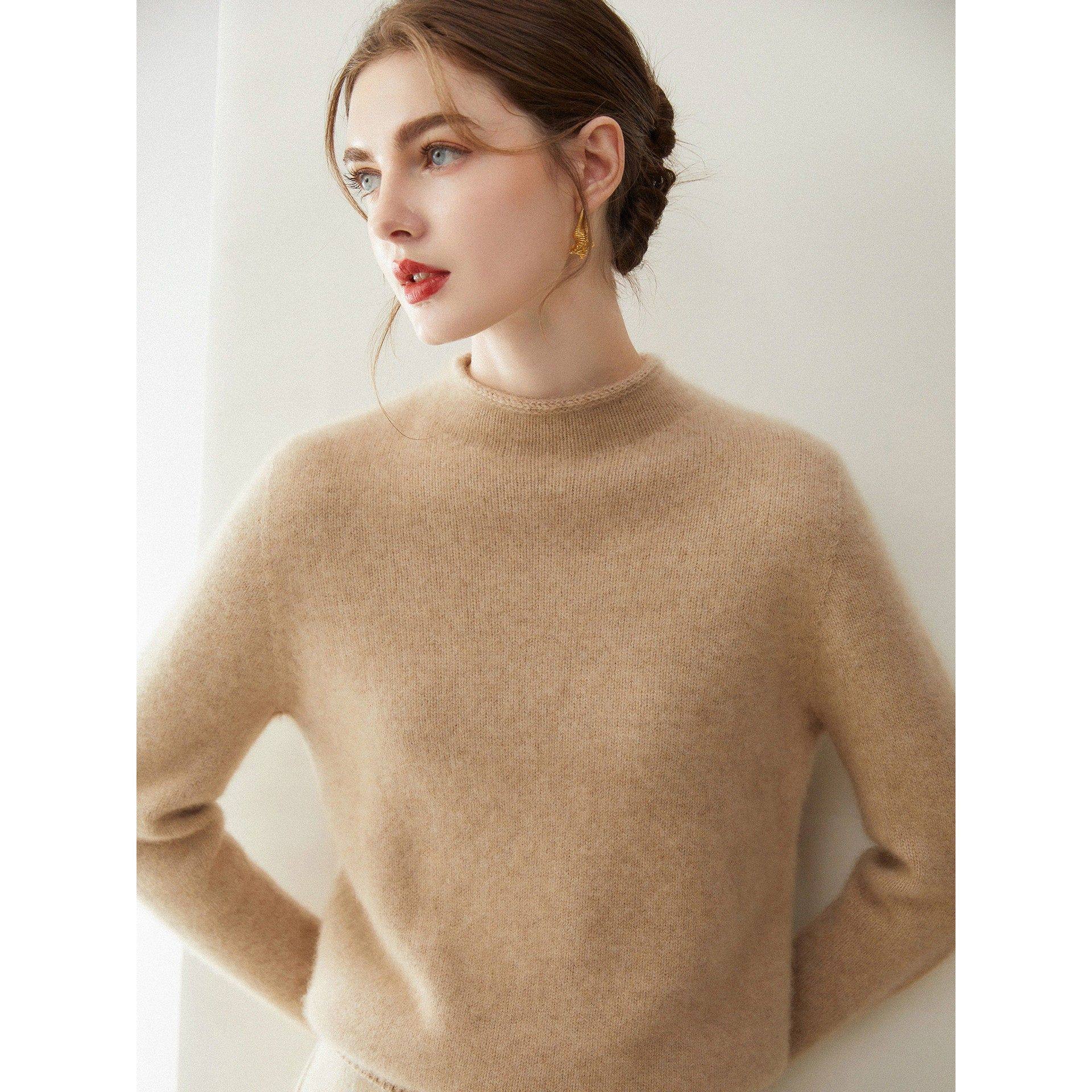 卷边半高领100%纯山羊绒衫女宽松加厚保暖亲肤毛衣针织打底衫冬季,女装/女士精品,毛针织衫,淘宝优惠券,粉丝福利购,淘宝优惠卷