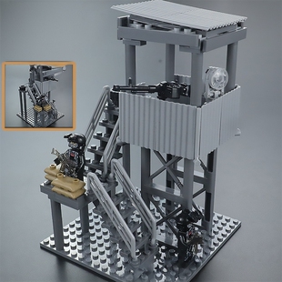 托比狮785moc军事场景哨塔小颗粒积木益智拼装模型哨塔儿童玩具