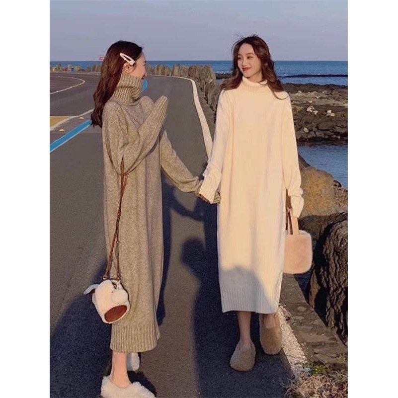 XZOXZO秋冬2025年新款打底内搭配大衣长款过膝毛衣长裙针织连衣裙