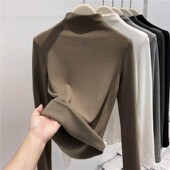 打底衫 法国Rouje Dsyle半高领加绒长袖 女内搭加厚保暖高级感上衣